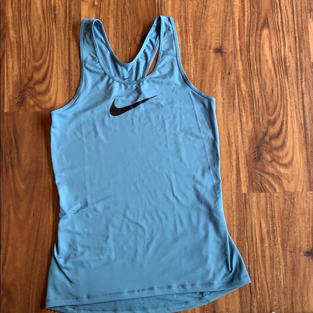 Blue Nike Dri-Fit compression tank top